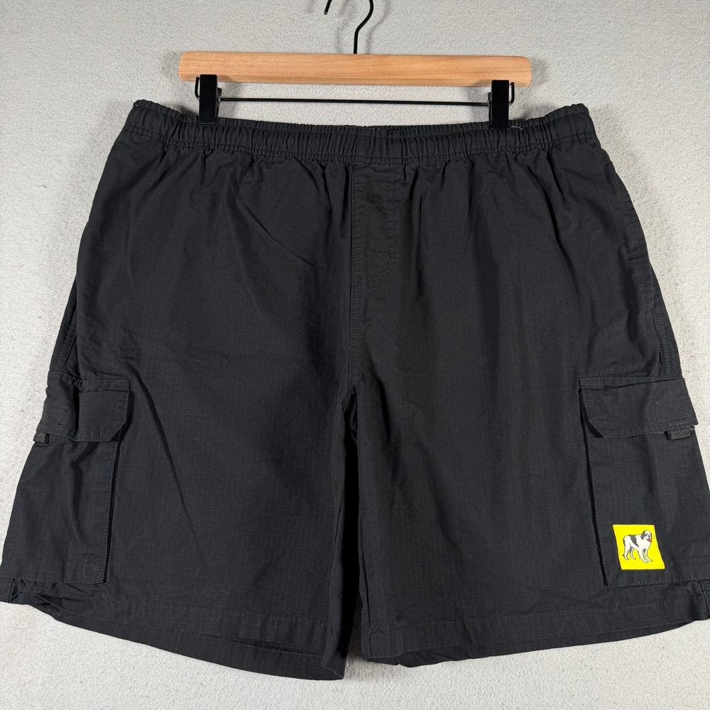 Big Dogs Mens Black Ripstop Cargo Shorts Elastic Waist Cotton Size Large 30x7
